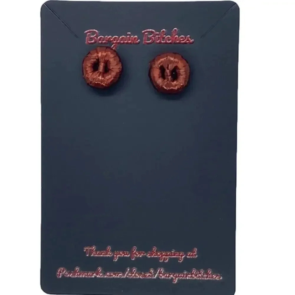 New fall earrings burnt orange retro button stud earrings retro preppy earrings